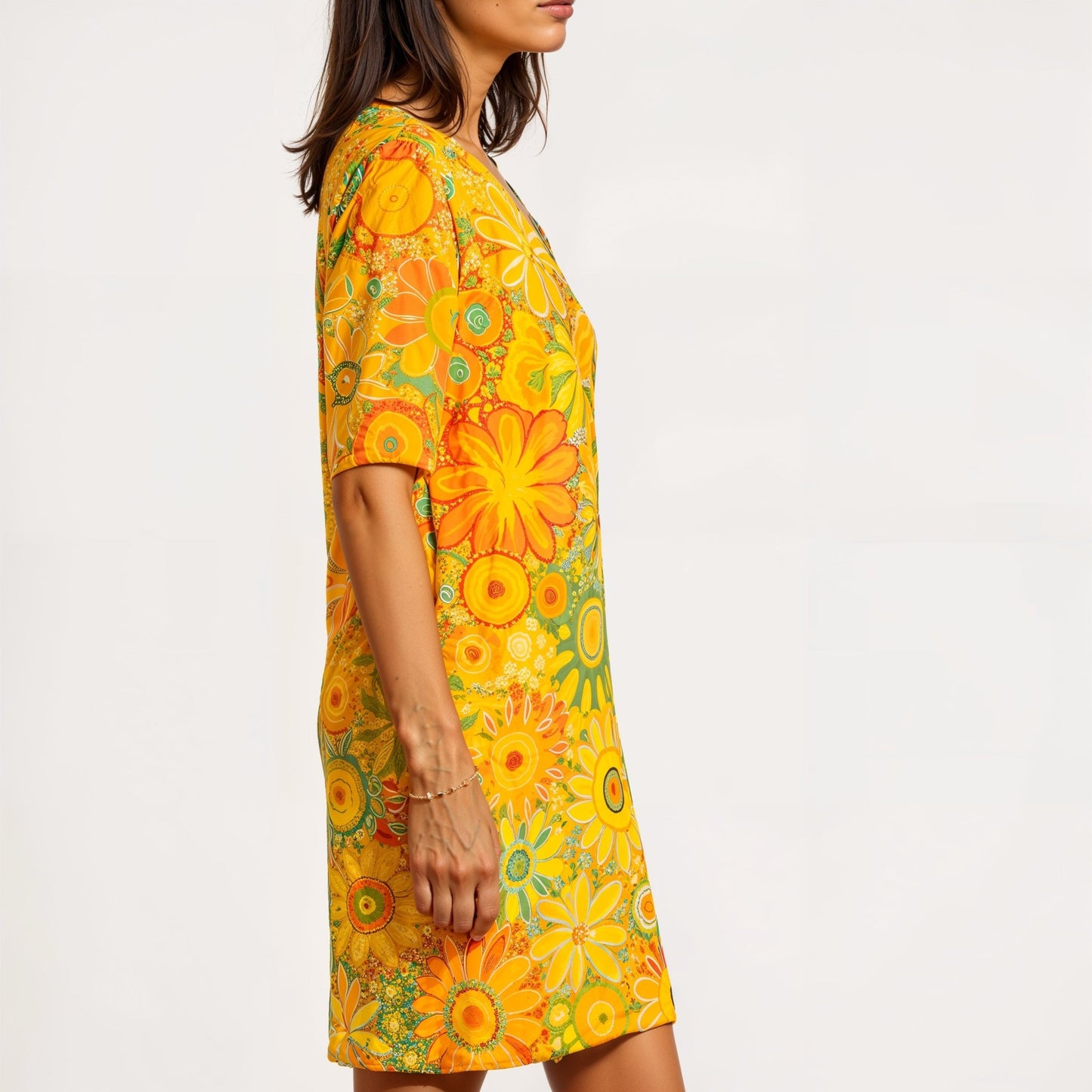 Vibrant Floral Tunic Dress | Lightweight Cotton Blend | Boho Style | Everyday Comfort