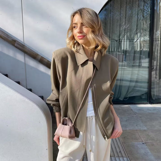 Cropped Utility Jacket | Structured Style | Lightweight Cotton Blend