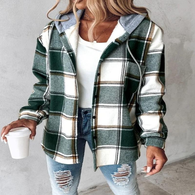 Plaid Hooded Shacket | Fleece-Lined Button-Up | Casual Fall Layer