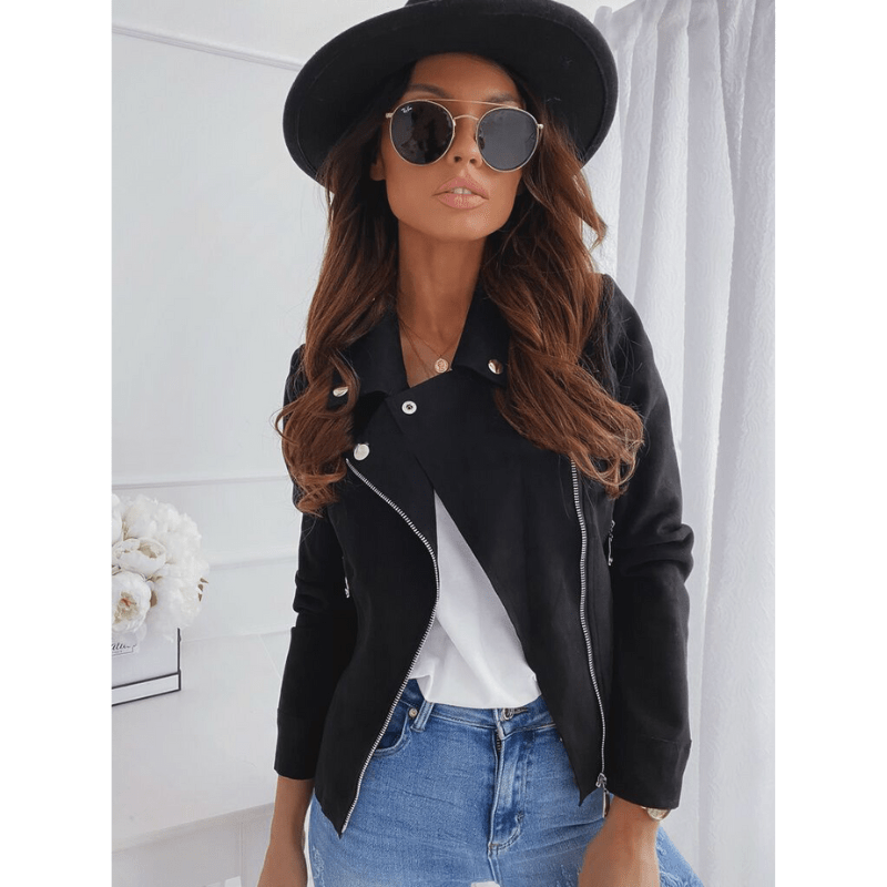 Suede-Look Moto Jacket | Soft-Touch Finish | Lightweight Layering Piece
