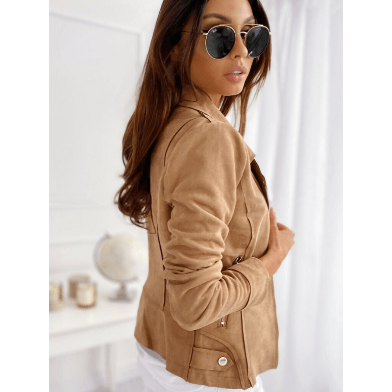 Suede-Look Moto Jacket | Soft-Touch Finish | Lightweight Layering Piece