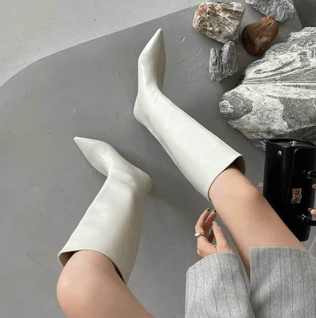Sleek Pointed-Toe Knee Boots | Minimalist Tall Shaft | Low Heel Sculpted Silhouette