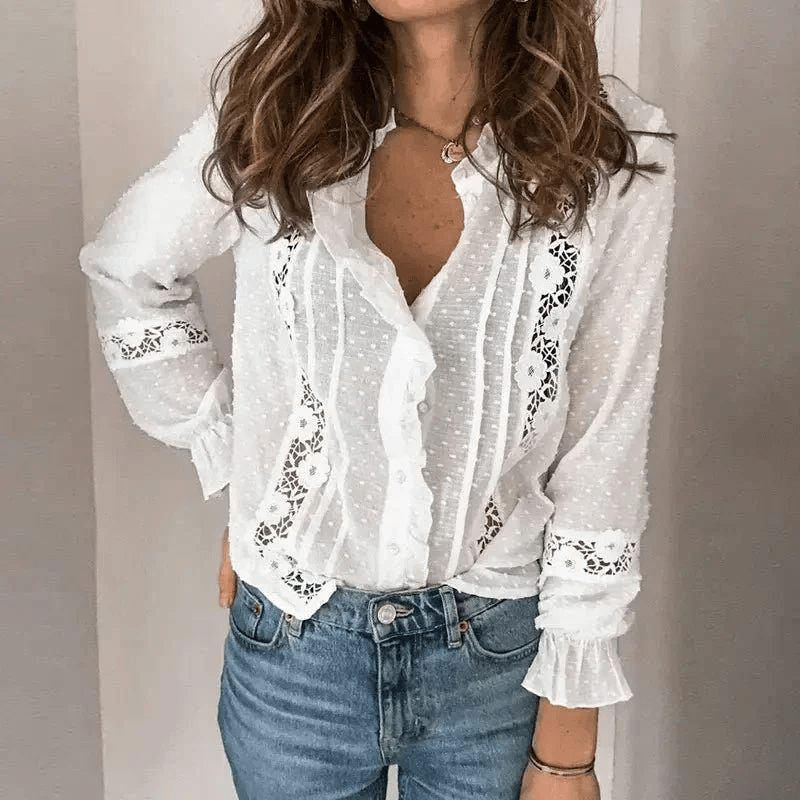 Ruffled Tie-Neck Blouse | Lightweight Chiffon | Feminine Long Sleeve Top