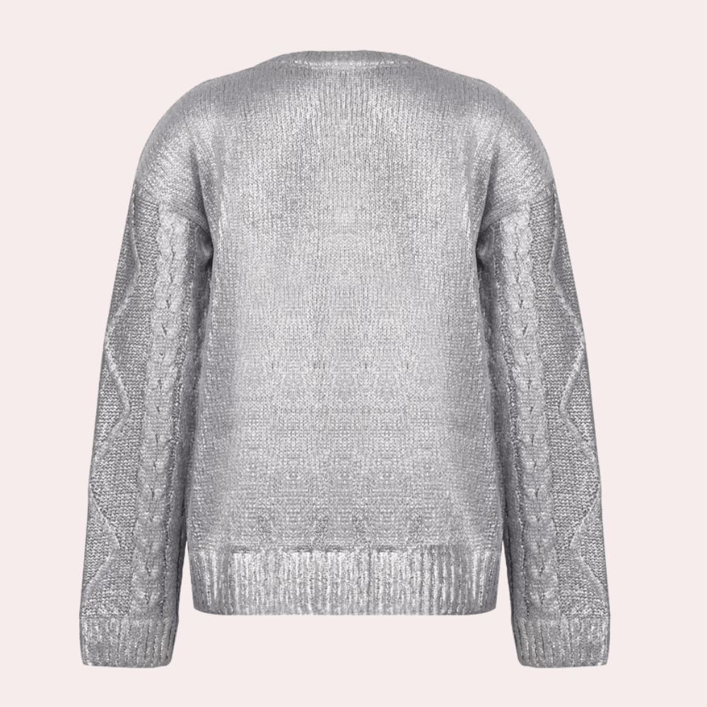 Metallic Cable Knit Sweater | Shimmer Finish | Cozy & Chic | Fall & Winter