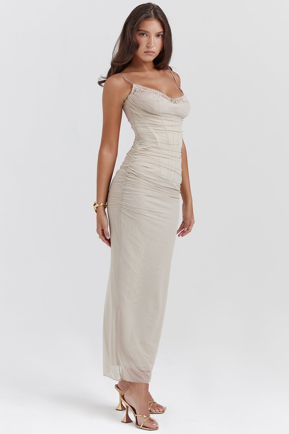 Ruched Midi Bodycon Dress | Sleeveless Elegance | Figure-Flattering Fit | Formal Wear