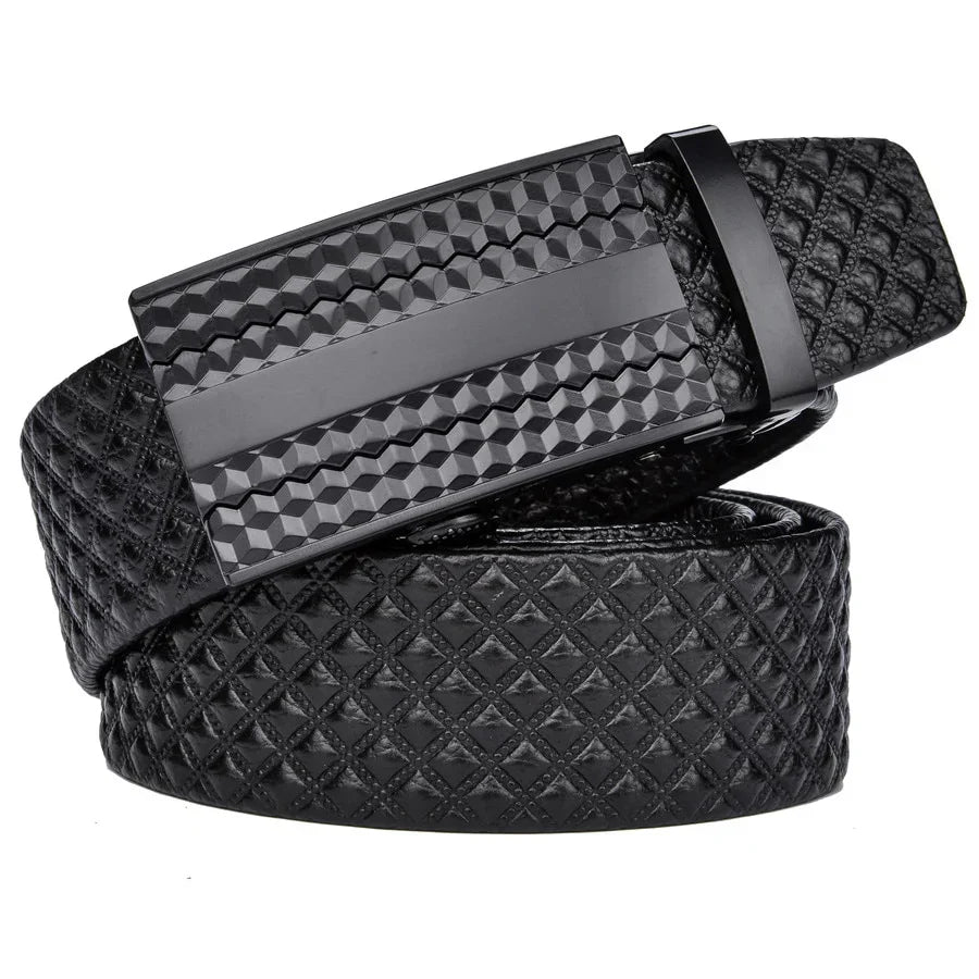 Men’s Textured Leather Belt | Automatic Buckle | Everyday Formal Accessory