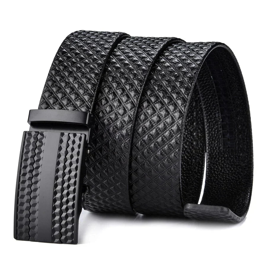 Men’s Textured Leather Belt | Automatic Buckle | Everyday Formal Accessory