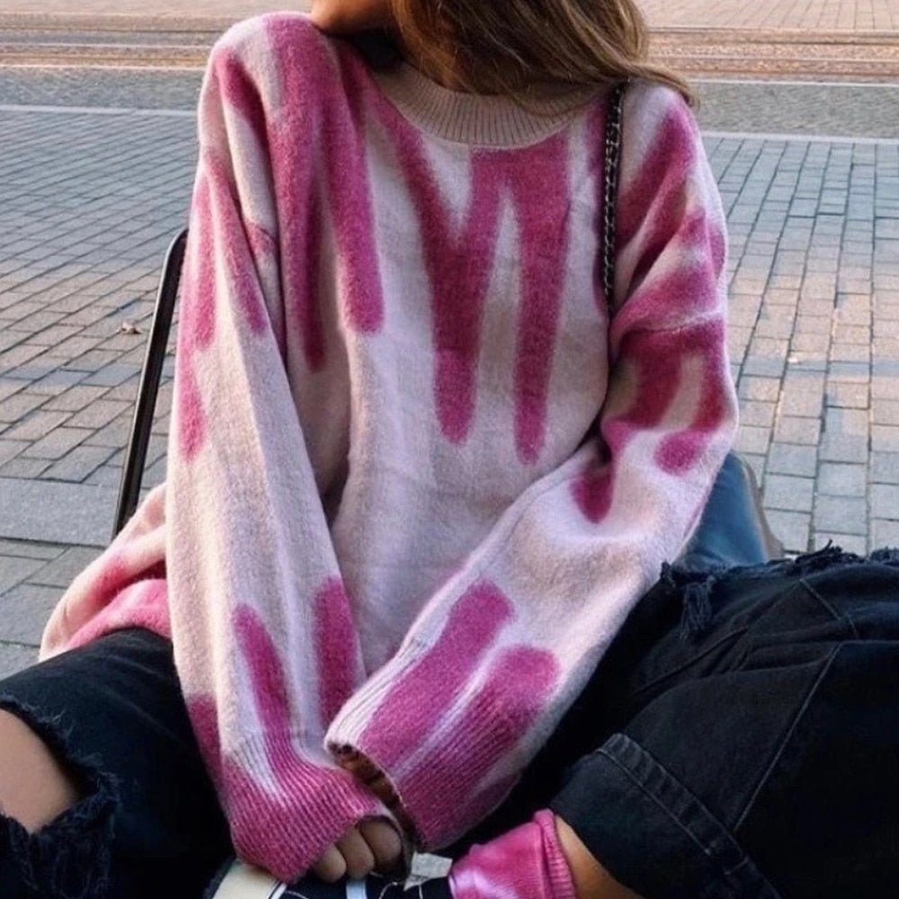 Tie-Dye Oversized Knit Sweater | Bold Statement Style | Soft Acrylic Blend | Casual Streetwear