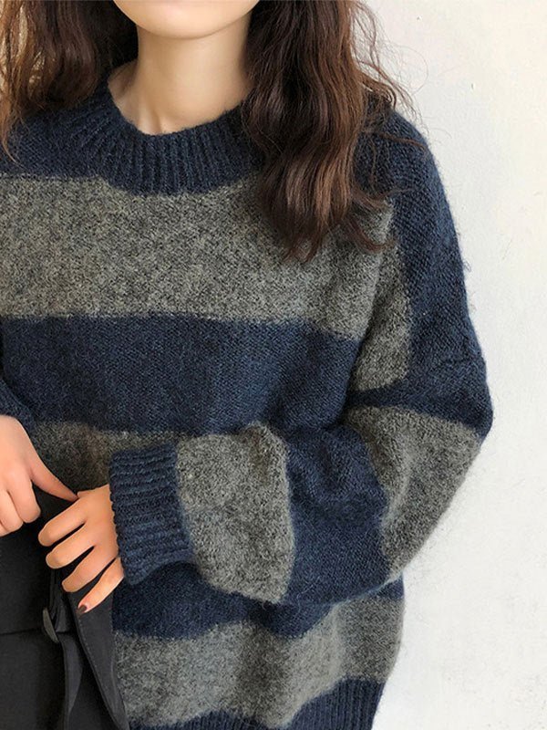 Oversized Striped Knit Sweater | Relaxed Fit | Soft Acrylic Blend | Casual Streetwear