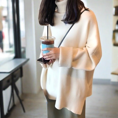 Oversized Turtleneck Poncho Sweater | Relaxed Fit | Soft Knit Blend | Winter Chic