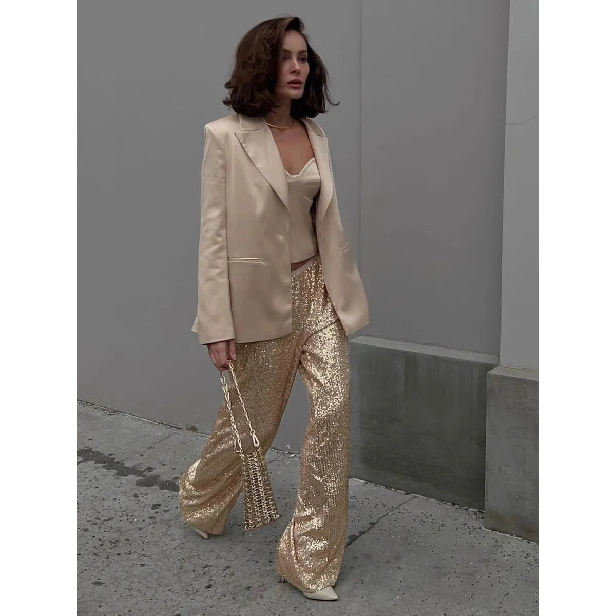 Sequin Wide-Leg Pants | High-Waisted Glam Fit | Evening Party Trousers