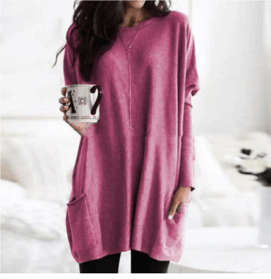 Longline Pocket Sweatshirt Tunic | Oversized Casual Loungewear Top