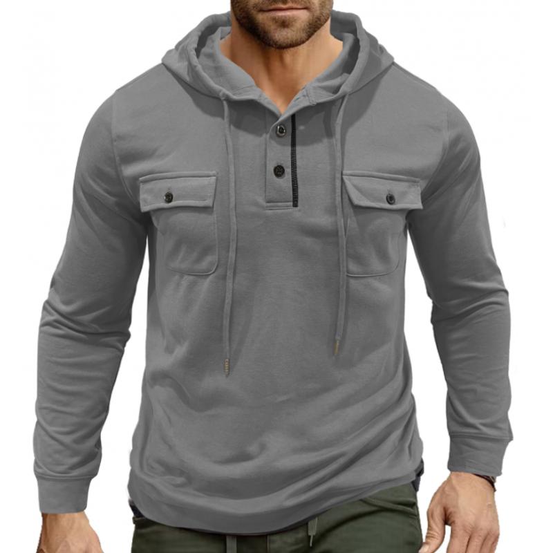 Men’s Utility Hoodie Henley | Midweight Pullover with Chest Pockets