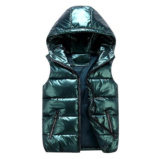 Hooded Puffer Vest | Glossy Finish | Lightweight Insulation