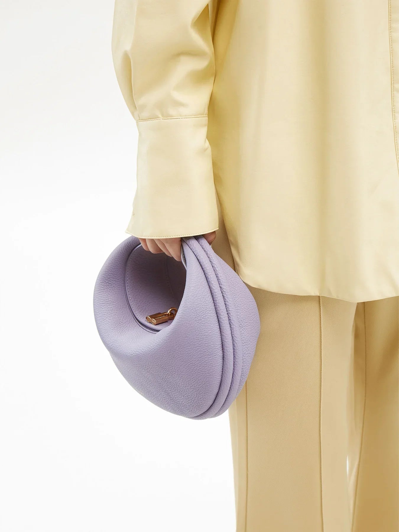 Sleek Moon Shoulder Bag | Pastel Lavender | Genuine Leather