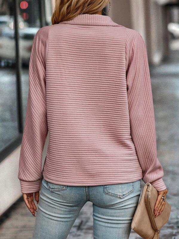 Quarter-Zip Knit Sweater | Ribbed Design | Acrylic Blend | Casual Everyday Layer
