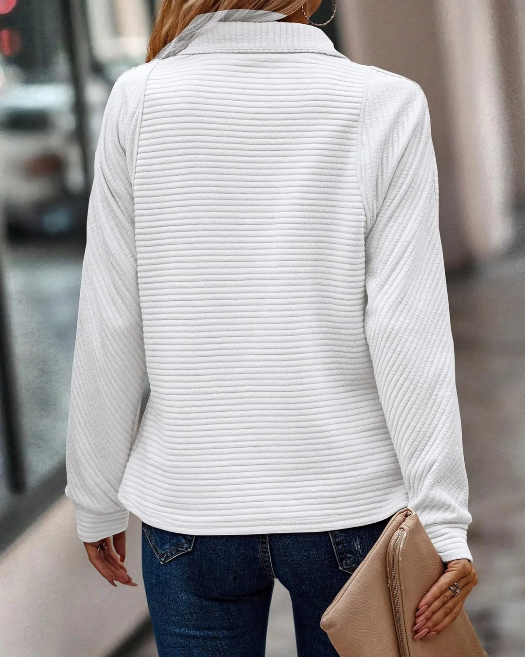 Quarter-Zip Knit Sweater | Ribbed Design | Acrylic Blend | Casual Everyday Layer
