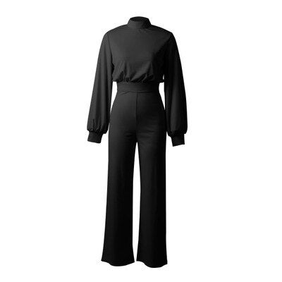 High Neck Knit Jumpsuit | Relaxed Waistline | Wide-Leg Silhouette