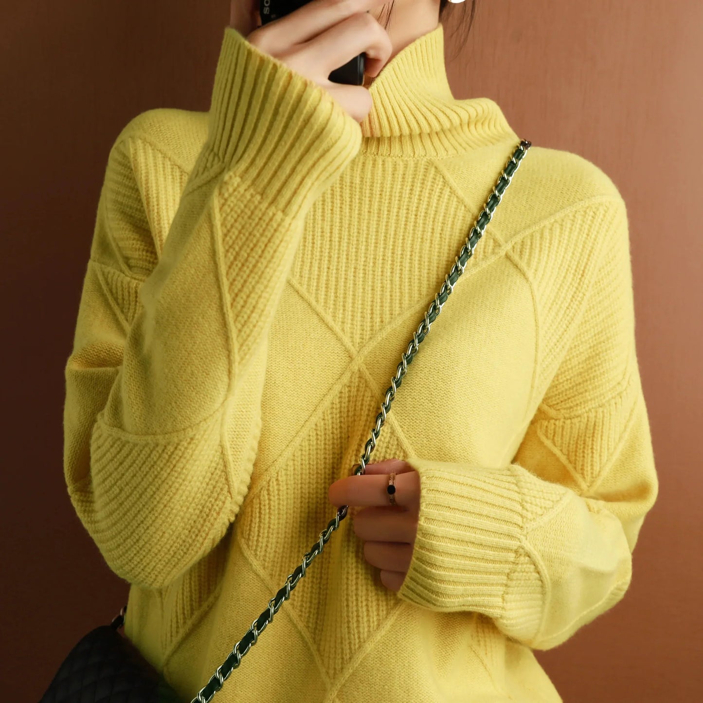 Oversized Mock Neck Sweater | Asymmetrical Ribbed Design | Soft Knit | Cosy Winter Style