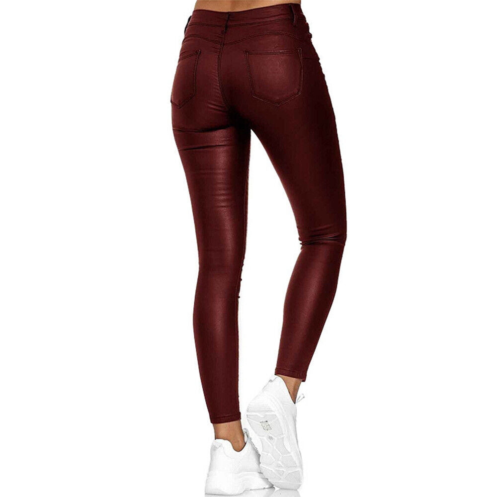 High-Waisted Skinny Jeans | Stretch Fit | Dark Blue Coated Denim Look