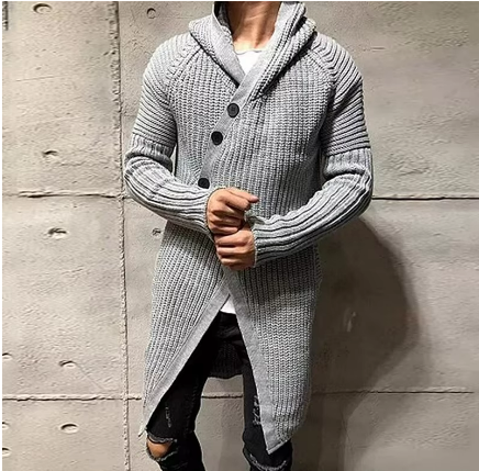 Men's Long Shawl Collar Cardigan | Textured Knit Open-Front Sweater | Fall Layering Essential