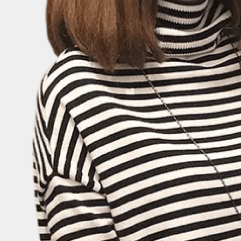 Striped Turtleneck Sweater | Relaxed Fit | Colourful Cuff Accents | Casual Wear