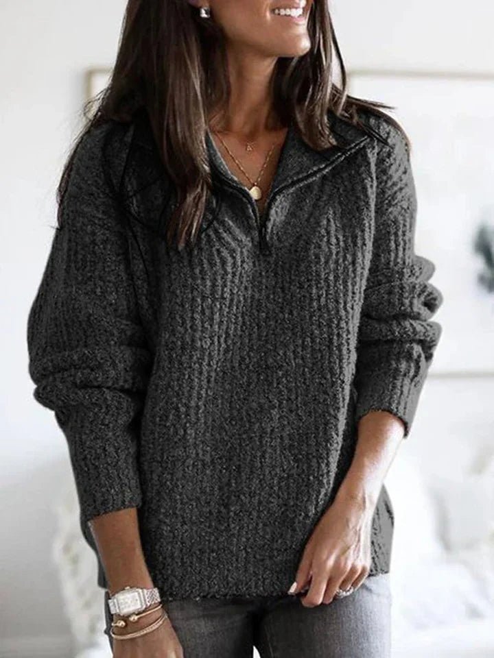 Textured Half-Zip Sweater | Relaxed Fit | Soft Knit Blend | Everyday Versatility