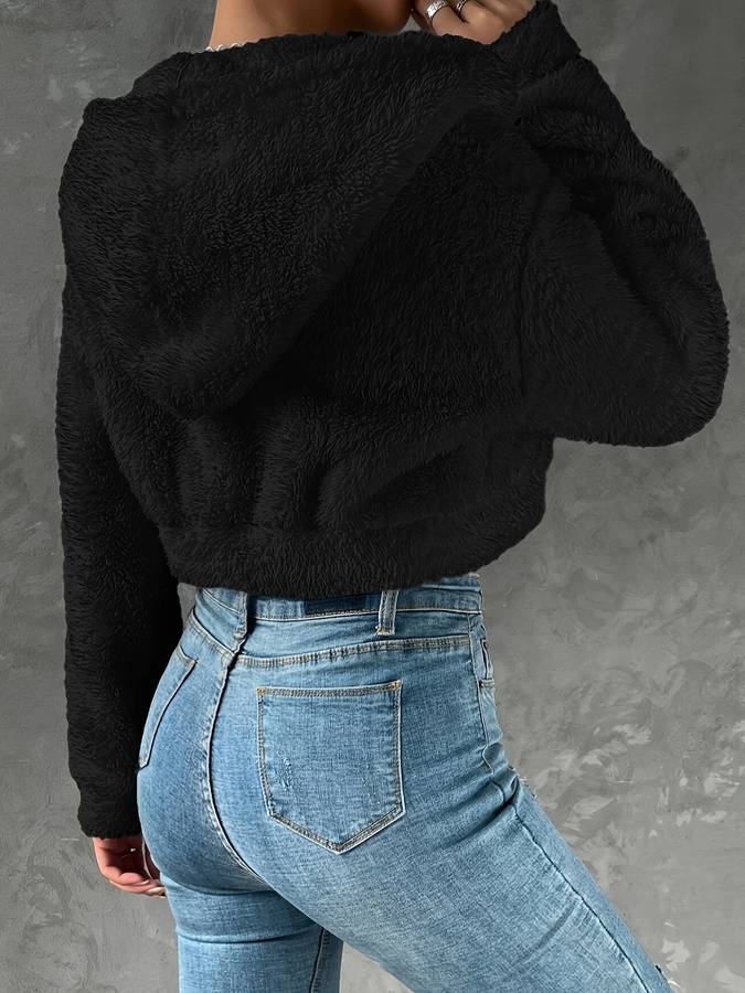 Cropped Teddy Hoodie | Ultra-Soft Fleece | Warm & Stylish | Casual Wear