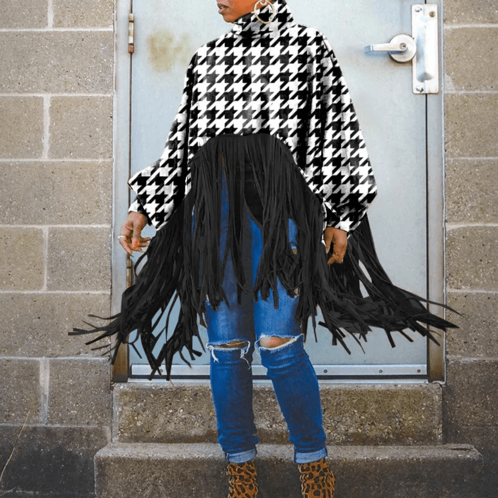 Leopard Print Fringe Poncho | Cozy Knit | Bold Statement Style