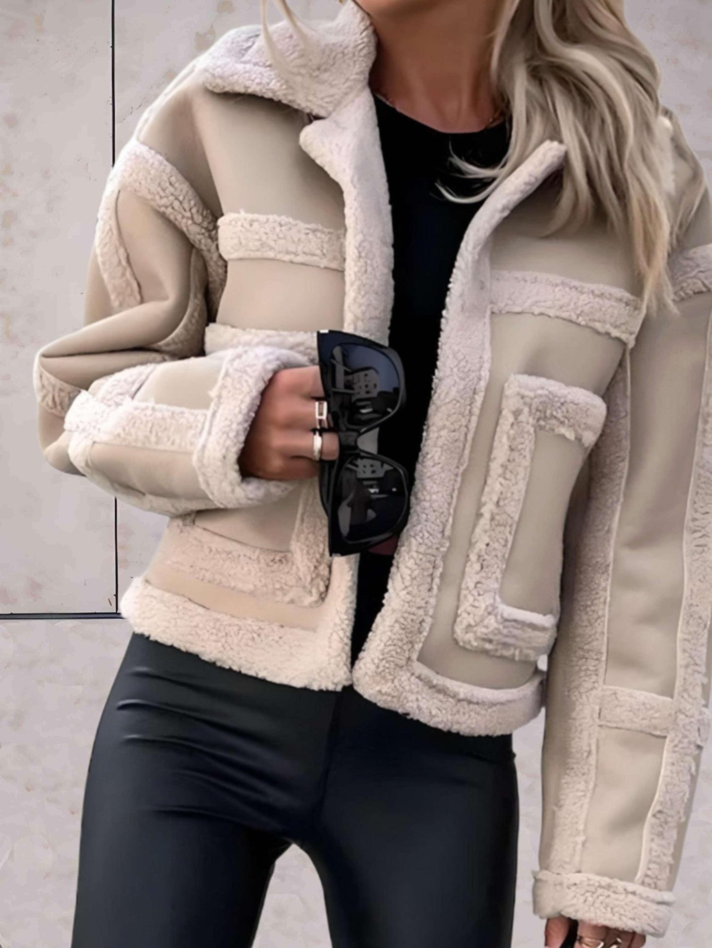 Faux Shearling Jacket | Luxe PU Blend | Spandex Comfort | Casual Chic