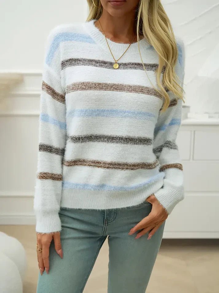 Striped Knit Sweater | Pastel Tones | Lightweight Casual