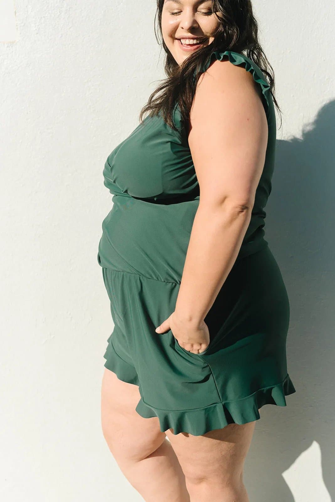 Ruffle-Trim Sleeveless Romper | Soft Stretch Fabric | Relaxed Fit | Summer Essential