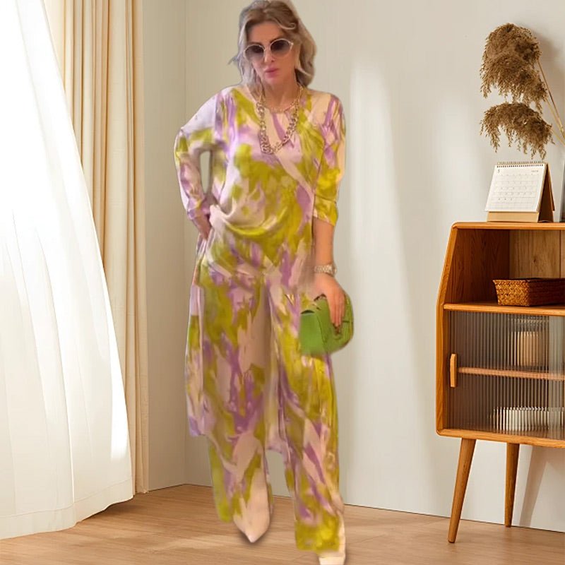 Two-Piece Watercolour Lounge Set | Lightweight Comfort with Artistic Flair