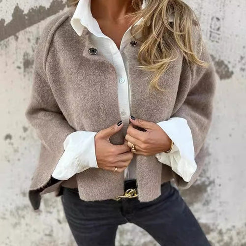 Cropped Wool-Blend Cardigan | Button-Up | Relaxed Fit | Casual Layering