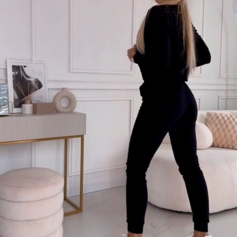 Cropped Tracksuit Set | Zip Jacket & High-Rise Joggers | Athleisure Fit