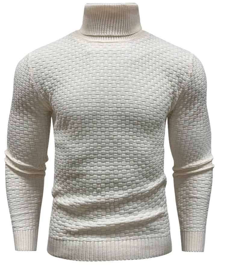 Textured Knit Turtleneck Sweater | Fitted Rib Hem | Warm Winter Layer