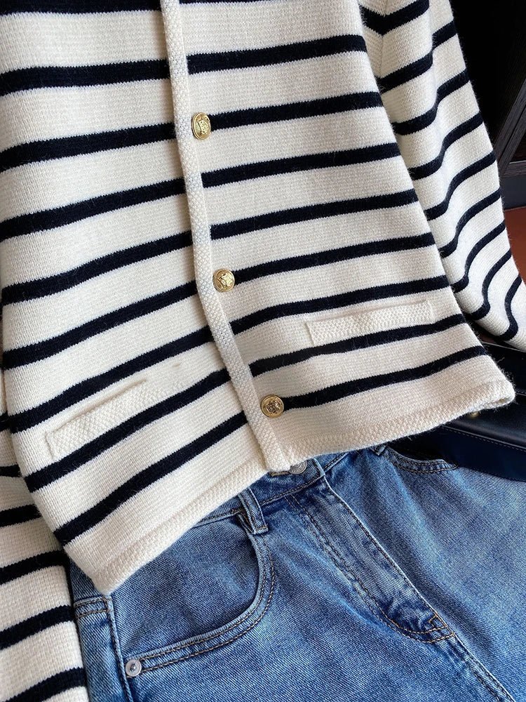 Striped Knit Cardigan | Button-Up Design | Soft Cotton Blend | Casual Wardrobe Staple