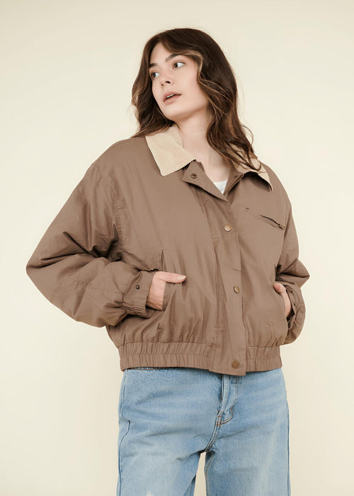 Cropped Bomber Jacket | Casual Comfort | Corduroy Collar | Everyday Essential