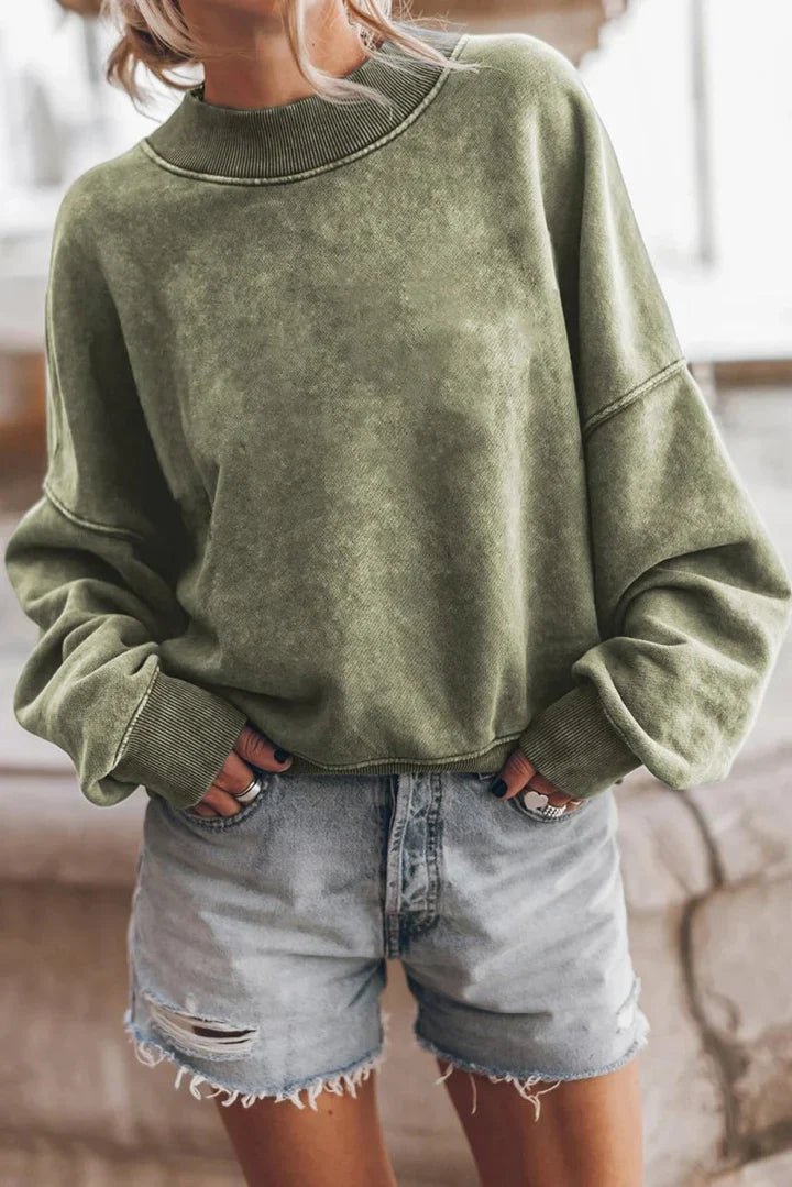 Vintage Wash Crewneck Sweater | Relaxed Fit | Soft Knit Fabric