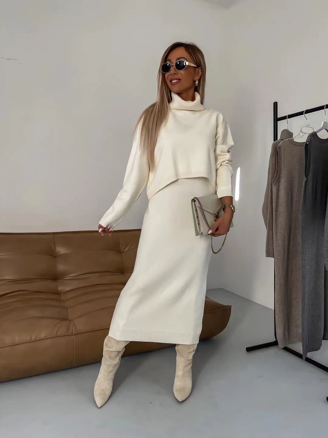 Ribbed Knit Turtleneck Sweater Dress | Longline Silhouette | Soft Knit Blend | Chic Winter Style