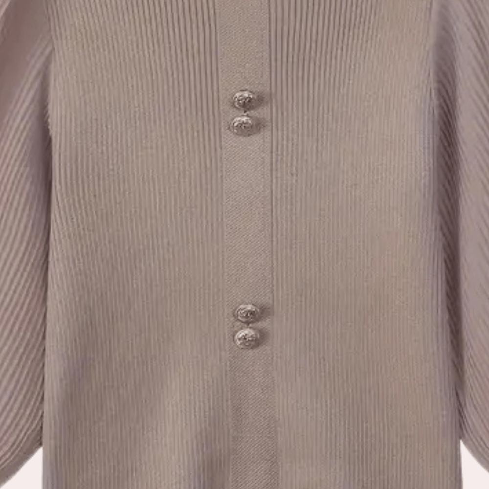 Elegant Puff-Sleeve Blouse | Chic Button Detail | Soft Knit Fabric | Office & Casual