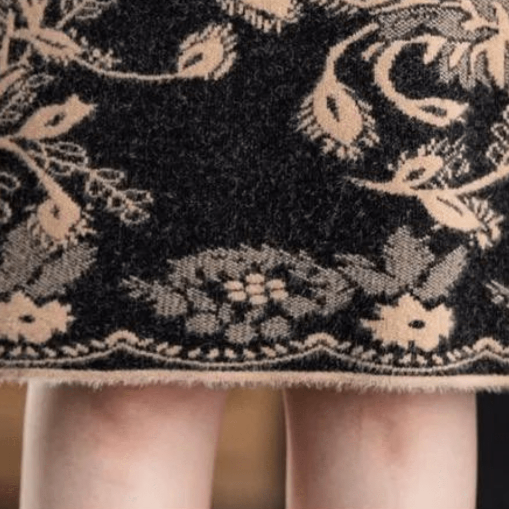 Elegant Jacquard Knit Dress | Floral Baroque Design | Soft Fabric | Evening & Special Occasions