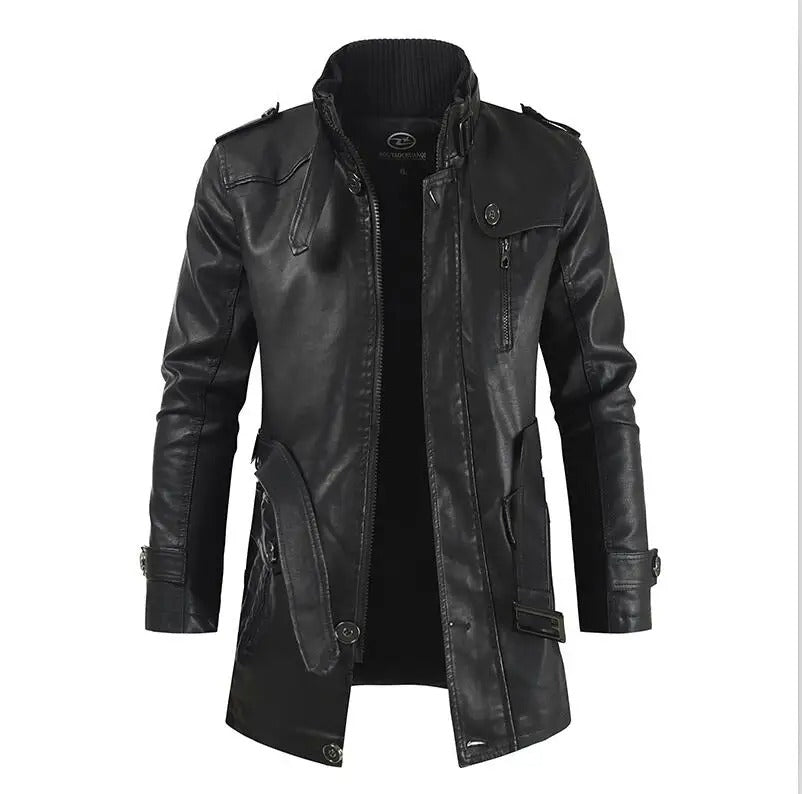 Men's Distressed Faux Leather Trench Coat | Vintage Style | Longline Design