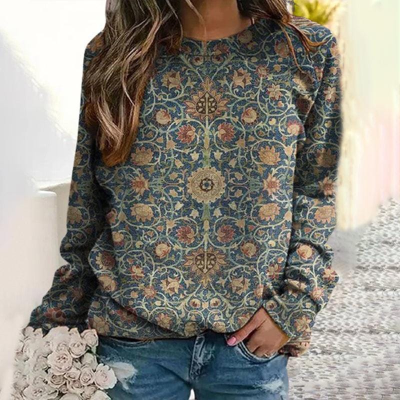 Vintage-Inspired Floral Sweater | Boho Chic | Soft Knit | Casual Elegance