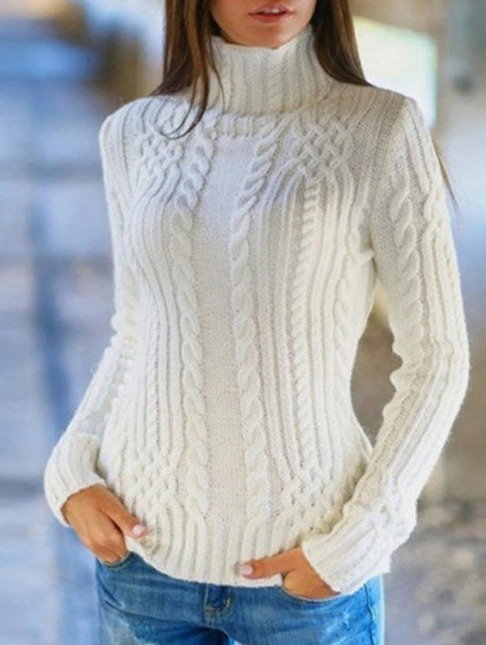 Classic Cable-Knit Turtleneck Sweater | Soft Acrylic Blend | Cozy Winter Essential