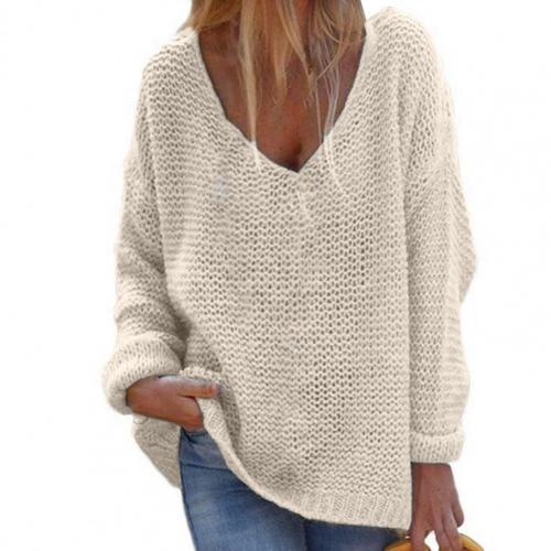 V-Neck Knit Pullover Sweater | Loose Fit | Textured Weave