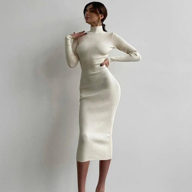 Ribbed Knit Turtleneck Bodycon Dress | Elegant Fit | Soft Stretch Fabric | Winter Chic