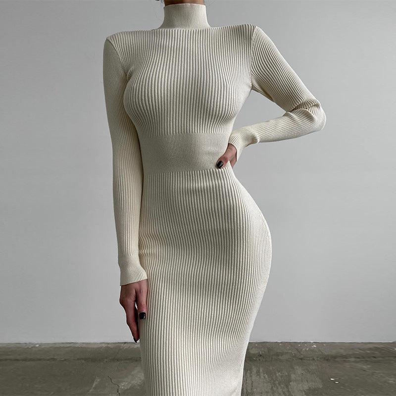 Ribbed Knit Turtleneck Bodycon Dress | Elegant Fit | Soft Stretch Fabric | Winter Chic