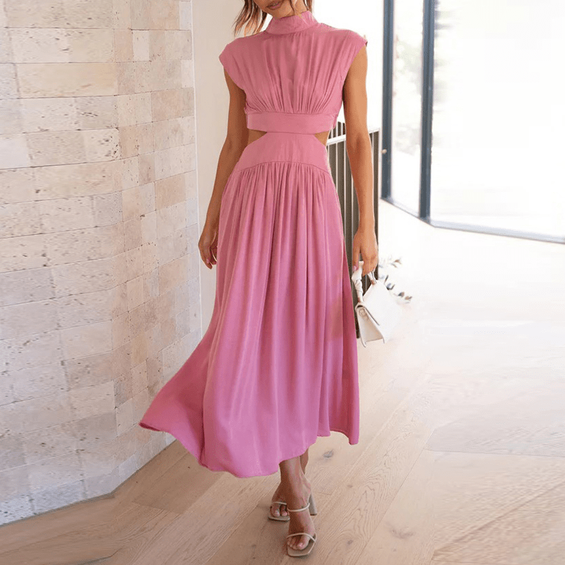 High Neck Cut-Out Midi Dress | Sleek Summer Occasionwear