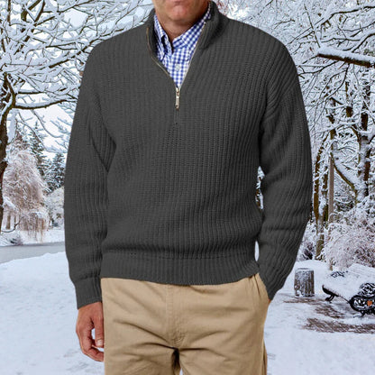 Men's Waffle Knit Half-Zip Sweater | Classic Fit | Cotton Blend Pullover